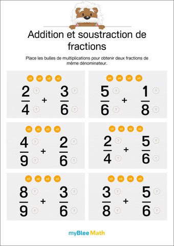 Add Soust De Fractions 2 Mettre Les Fractions Au Meme Denominateur Par Myblee Math Jenseigne Fr