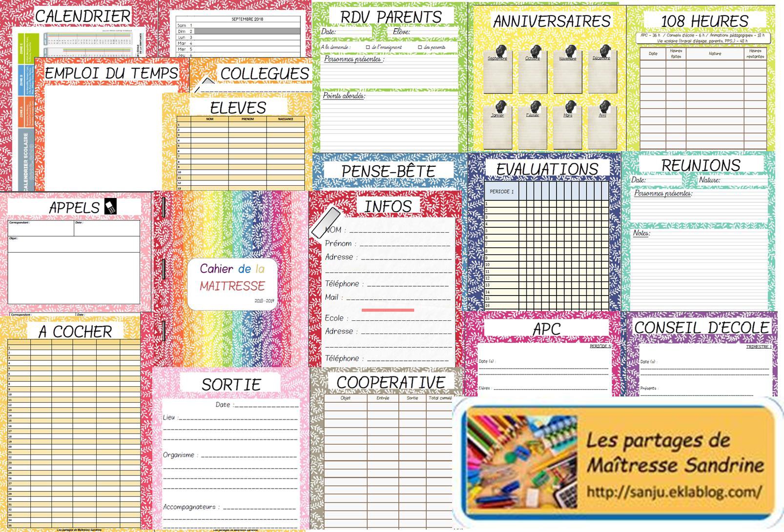 Page De Garde Cahier De Maitresse 2018-2019