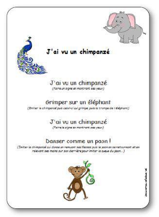 Image de Comptine à gestes « J’ai vu un chimpanzé »