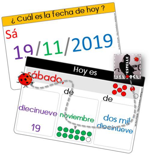 La date en espagnol affichage et flashcards par Les docs d