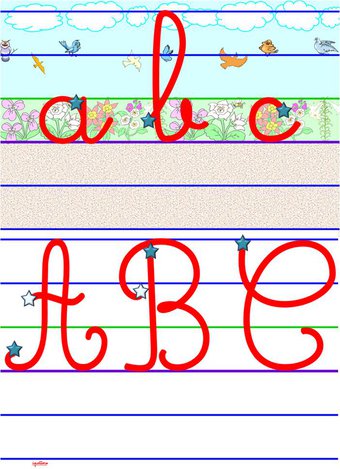 Image de Lettres alphabet minuscules et majuscules lignes Seyès