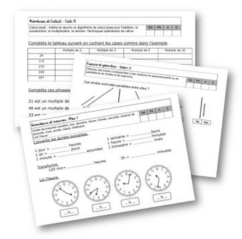 Image de Fichier d’évaluation maths CM1