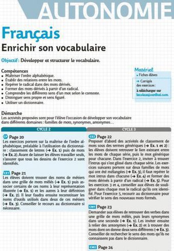 Image de Enrichir son vocabulaire / Développer et structurer