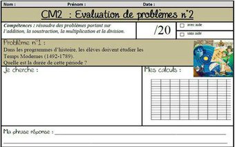 Image de Des évaluations de problèmes portant sur les 4 opérations (CM1 et CM2)