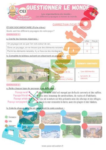 Les différents paysages à travers le monde – CE1 – Exercices – Apis ...