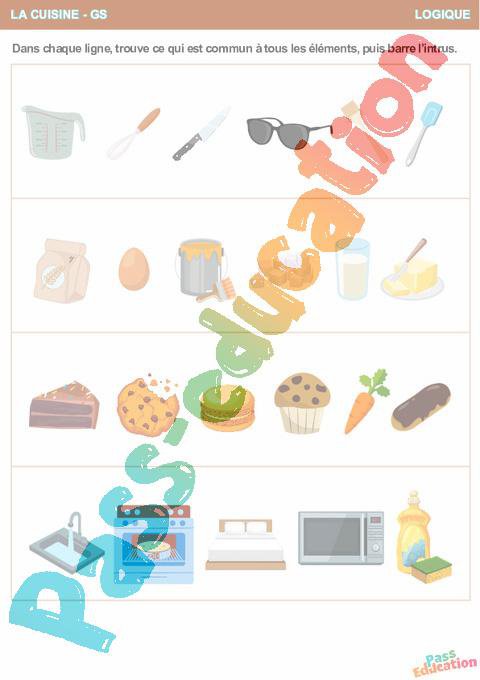 La cuisine – Logique – GS – Grande section – Maternelle – Cycle 1 – PDF ...