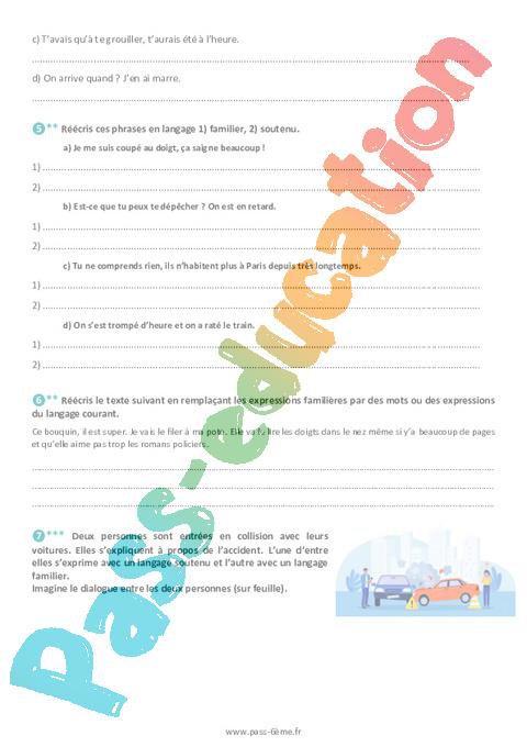 Les différents niveaux de langue – Exercices de vocabulaire pour la ...