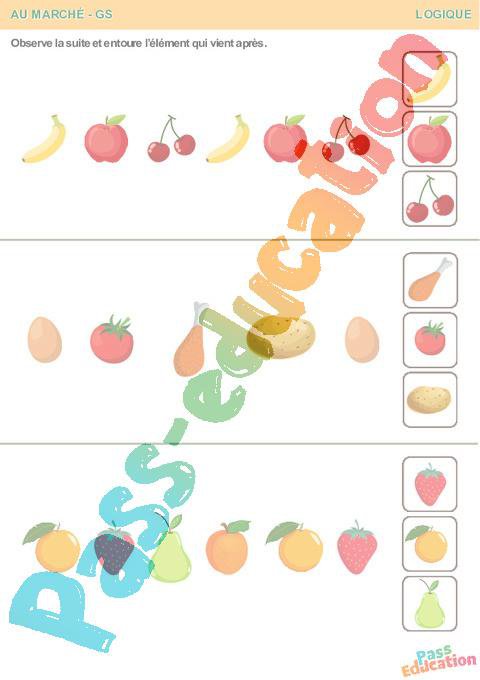 Au marché – Logique – GS – Grande section – Maternelle – Cycle 1 – PDF ...