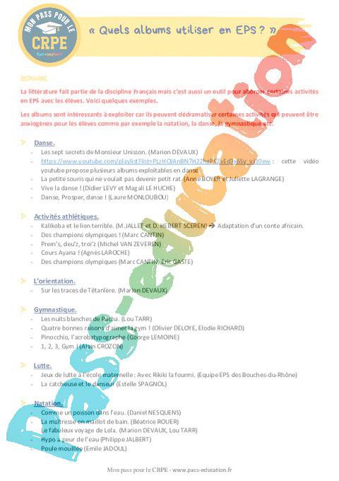 Quels Albums Utiliser En Eps Crpe 23 Par Pass Education Fr Jenseigne Fr