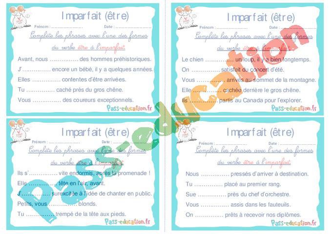 Imparfait (être) – Cm1 – Cm2 – Rituels – Conjugaison – Cycle 3 – PDF à