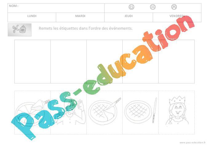 Images séquentielles – La galette – Fête des rois – Maternelle – Petite