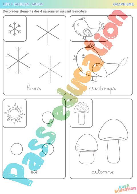 Les 4 saisons – Graphisme – MS – GS – Maternelle – Cycle 1 – PDF à ...