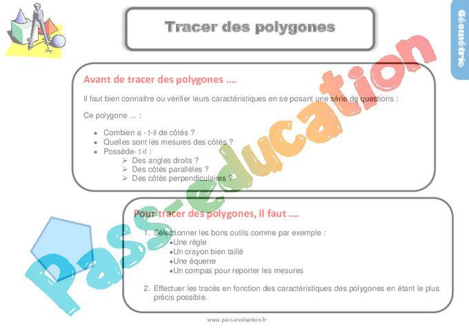 Evaluation – Bilan – Cm1 – Tracer les polygones – PDF à imprimer par