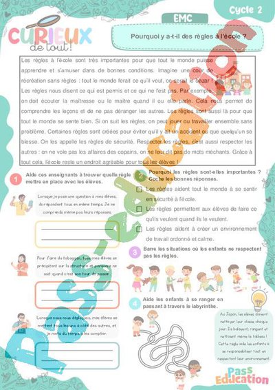 Pourquoi y a-t-il des règles à l’école ? – Ce1 – Ce2 – Curieux de tout ...