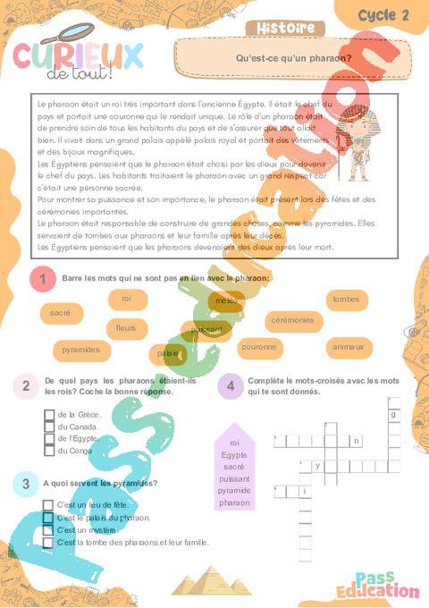 Qu’est-ce qu’un pharaon? – Ce1 – Ce2 – Curieux de tout – Cycle 2 – PDF ...