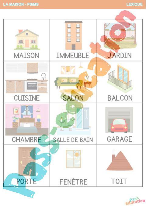 La maison – Lexique – PS – MS – Maternelle – Cycle 1 – PDF à imprimer ...