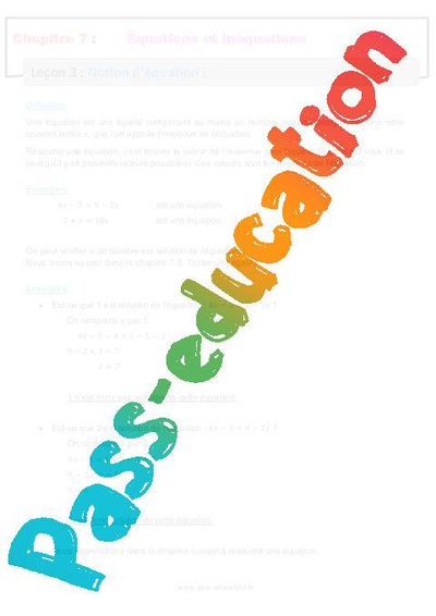 Notion D quation 4 me quations Et In quations Cours Par Pass 