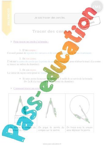 Image de Cercle – Cm1 – Evaluation – Rayon – Diamètre – Cycle 3 – PDF à imprimer