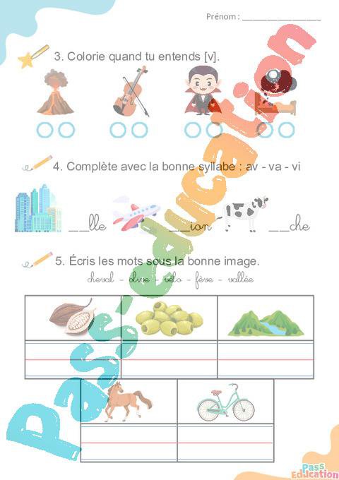 Le son [v] – GS – CP – CE1 – Phonologie – Lecture – Le carrousel des ...