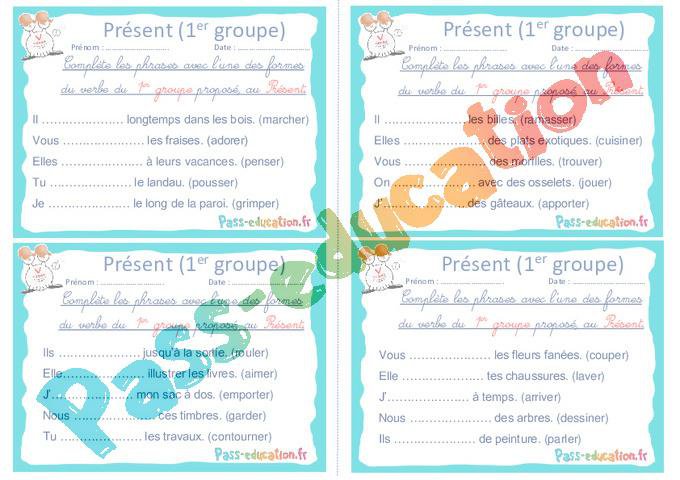 Présent (1er groupe) – Ce1 – Ce2 – Rituels – Conjugaison – PDF à