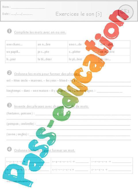 Revisions Son ɔ On Om Ce1 Cycle 2 Par Pass Education Fr Jenseigne Fr
