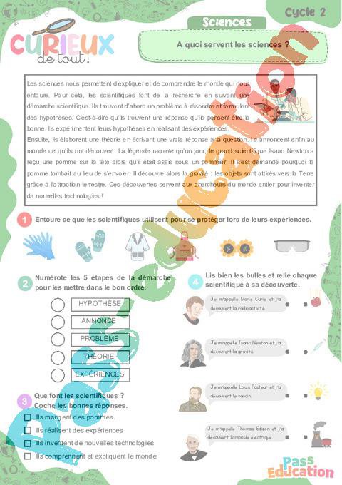 A quoi servent les sciences ? – Ce1 – Ce2 – Curieux de tout – Cycle 2 ...