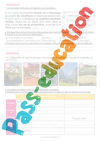 Les différents paysages à travers le monde – CE2 – Exercices – Apis ...