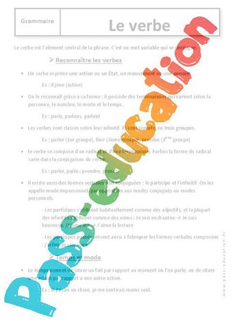 Image de Verbes transitifs ou intransitifs – 6ème – Exercices corrigés – Cycle 3 – PDF à imprimer
