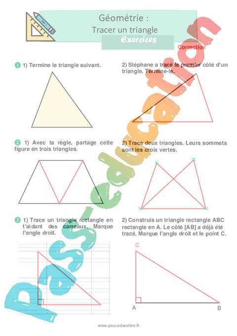 Tracer un triangle – Exercices de géométrie pour le ce1 – Cycle 2 – PDF ...