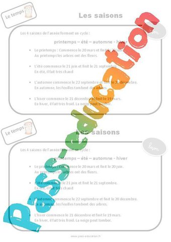 Image de Saisons – CP – Diaporama – Cycle 2 – PDF à imprimer