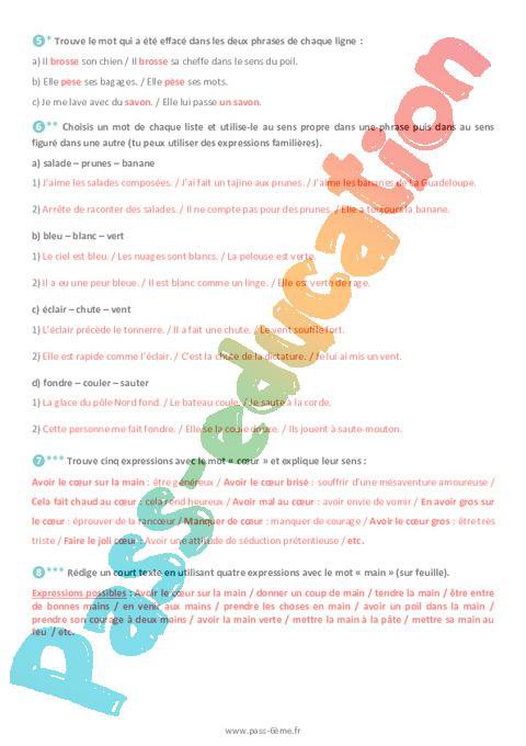 La polysémie des mots – Exercices de vocabulaire pour la 6ème – Cycle 3 ...