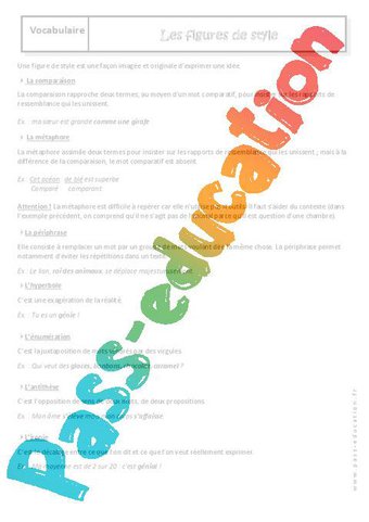 Image de Figures de style – 4ème – Contrôle – Cycle 4 – PDF à imprimer
