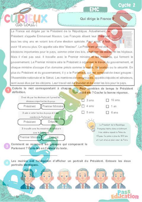 Qui dirige la France ? – Ce1 – Ce2 – Curieux de tout – Cycle 2 – PDF à ...