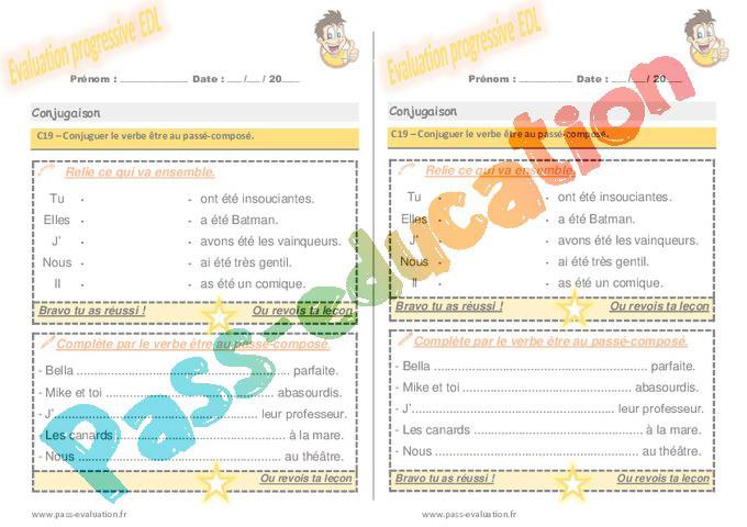 Conjuguer le verbe être au passé-composé au Ce1 – Evaluation