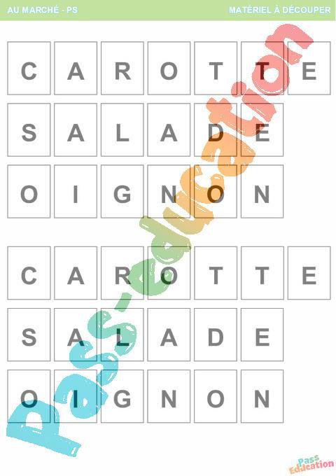 Les légumes du marché – Ecriture – PS – MS – Maternelle – Cycle 1 – PDF ...