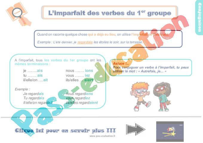 Bilan au Ce1 – L’imparfait des verbes du 1er groupe – Evaluation avec