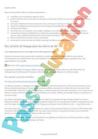Langage grande section : ressources à télécharger par Pass-education.fr ...