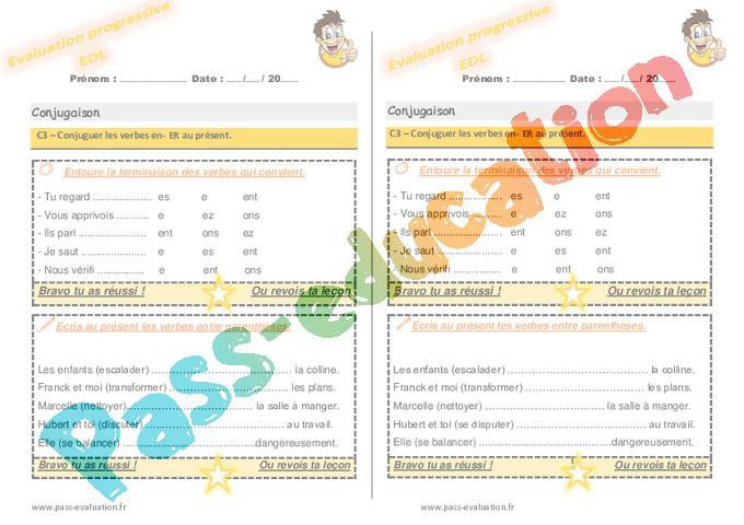 Evaluation Verbes 1er Groupe Présent Pdf Ce2