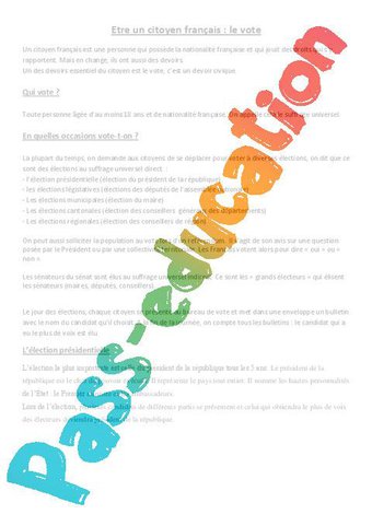Image de Le président de la république et le gouvernement – Cm1 cm2 – Document, questions – Cycle 3 – PDF à imprimer