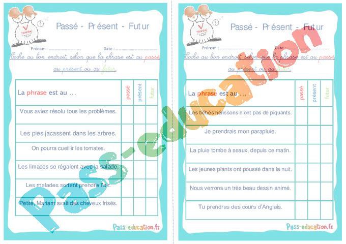 Exercices Passé Présent Futur Ce2 www.jenseigne.fr