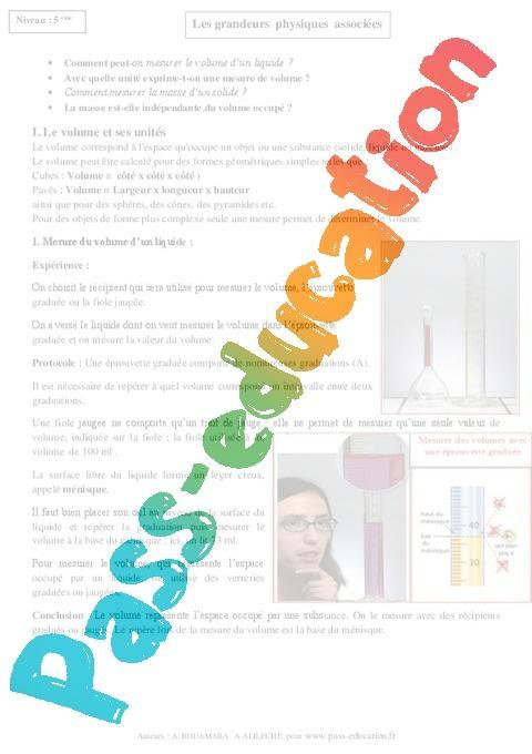 Grandeurs physiques associées – Cours – 5ème – Physique – Chimie ...