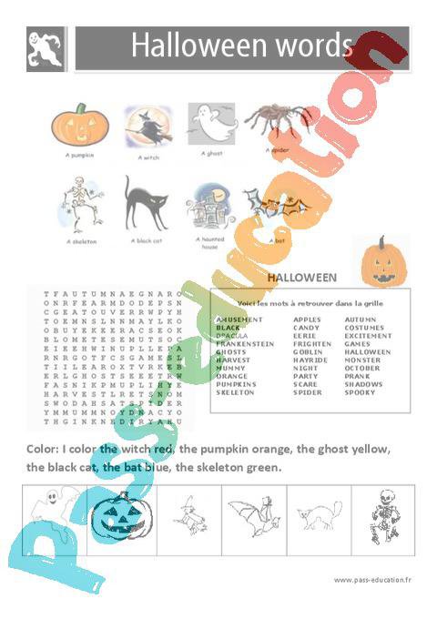 Halloween words – Les mots d'halloween en anglais – Cycle 2 – Cycle 3