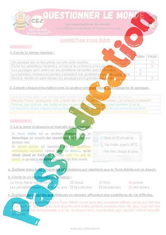 Les différents paysages à travers le monde – CE2 – Exercices – Apis ...
