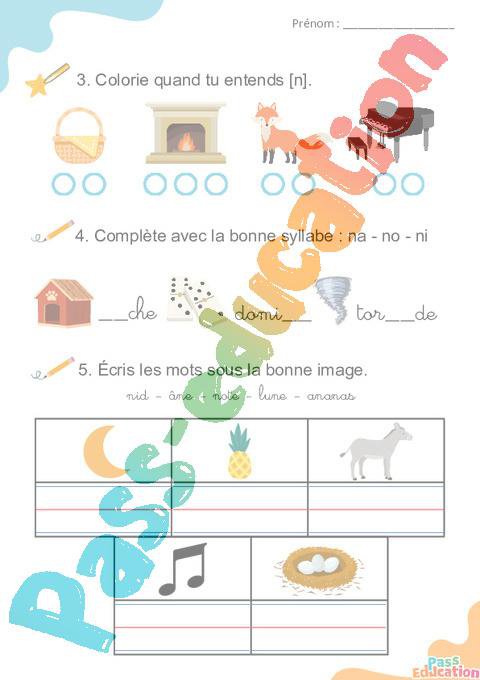 Le son [n] – GS – CP – CE1 – Phonologie – Lecture – Le carrousel des ...