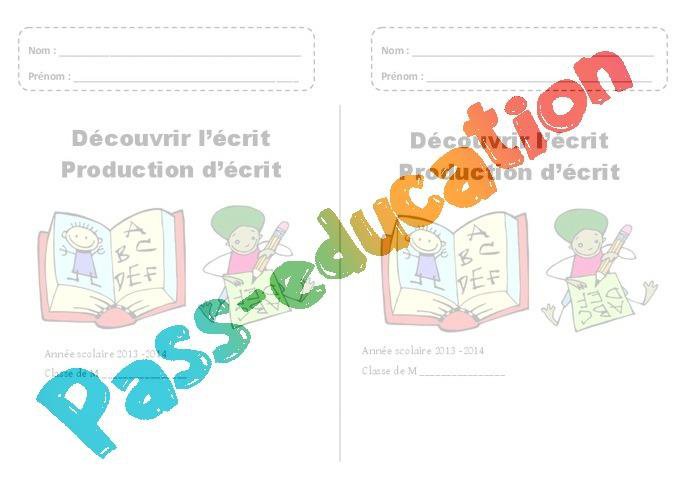 Découvrir l’écrit – Production d’écrit – Page de garde – Maternelle