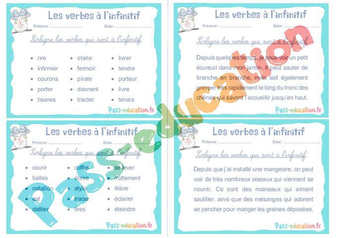 Les verbes à l’infinitif – Ce1 – Ce2 – Rituels – Conjugaison – PDF à