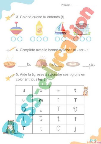 Le son [t] – GS – CP – CE1 – Phonologie – Lecture – Le carrousel des ...