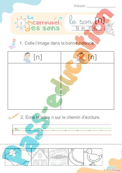 Le son [n] – GS – CP – CE1 – Phonologie – Lecture – Le carrousel des ...