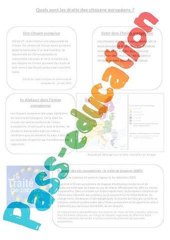 Image de Quels sont les droits des citoyens européens ? Cm1 cm2 – Instruction Civique: Etre un citoyen européen – Documents, questions, correction – PDF à imprimer