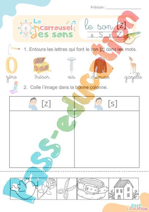 Le son [z] s z – GS – CP – CE1 – Phonologie – Lecture – Le carrousel ...
